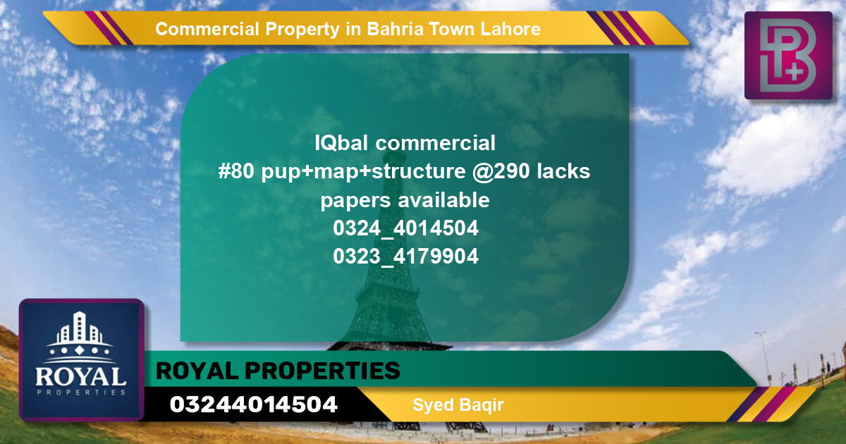 Commercial Property for Sale in Bahria Town, Lahore - (BP-68730)