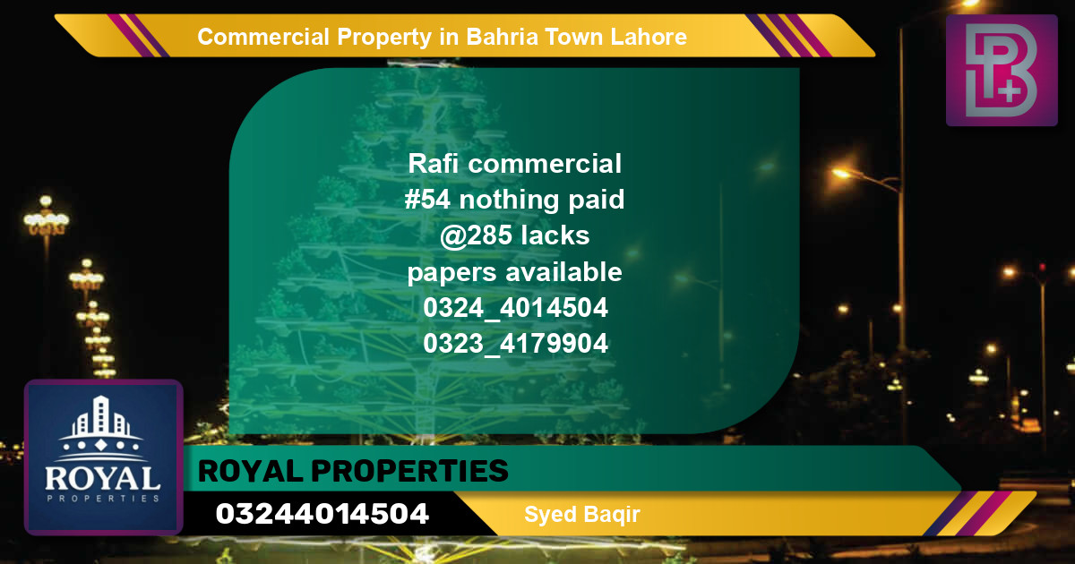Commercial Property for Sale in Bahria Town, Lahore - (BP-68732)