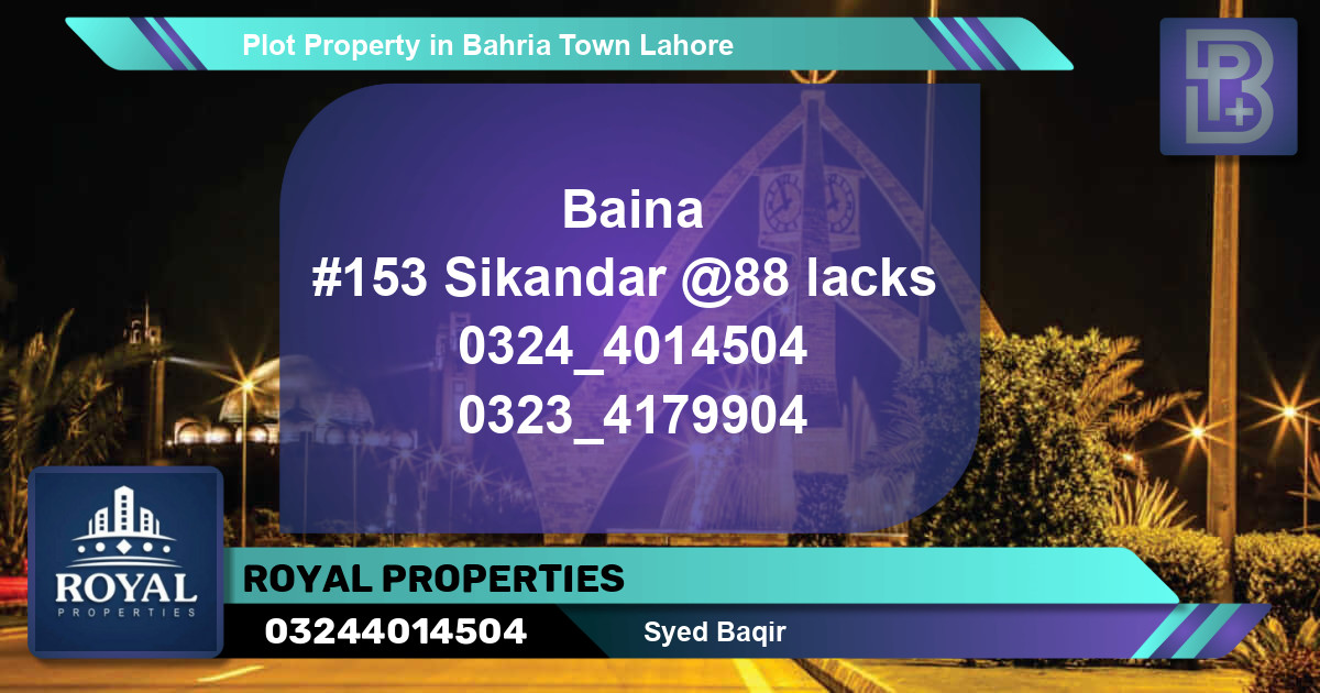 Residential Plot for Sale in Bahria Town, Lahore - (BP-68740)