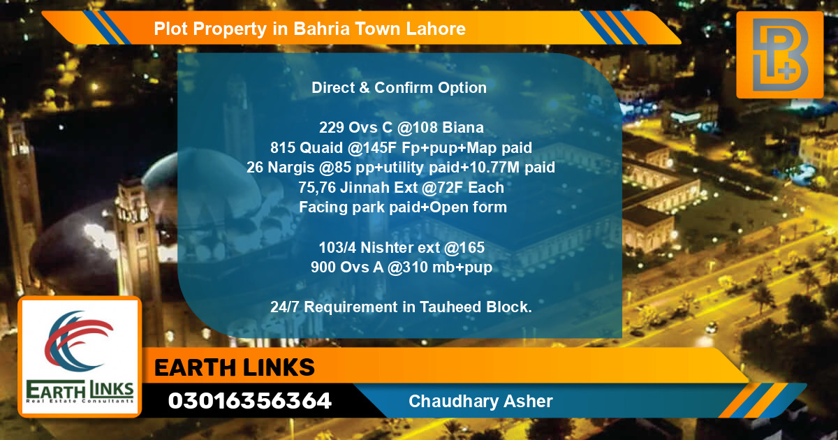 Residential Plot for Sale in Bahria Town, Lahore - (BP-68741)