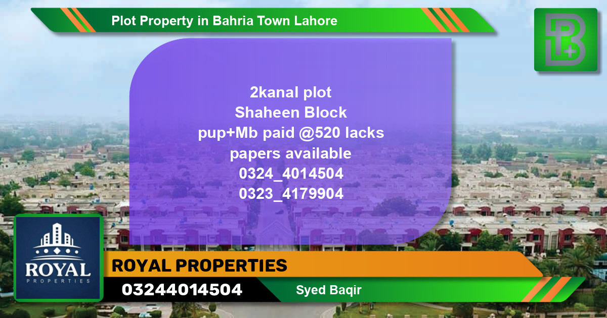 Residential Plot for Sale in Bahria Town, Lahore - (BP-68745)