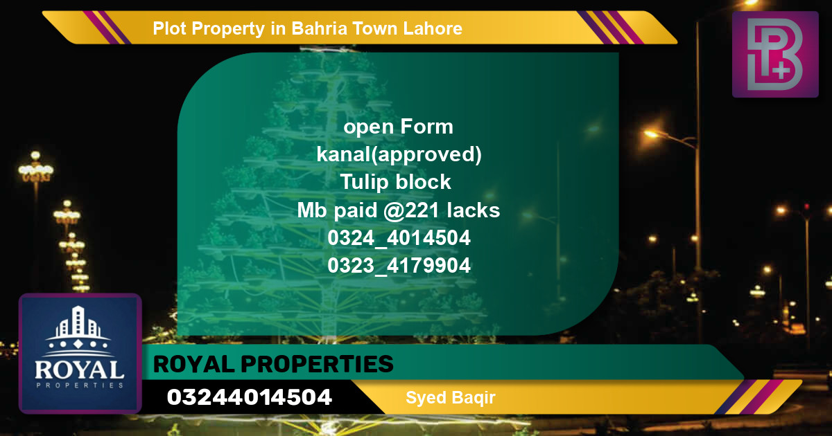 Residential Plot for Sale in Bahria Town, Lahore - (BP-68747)