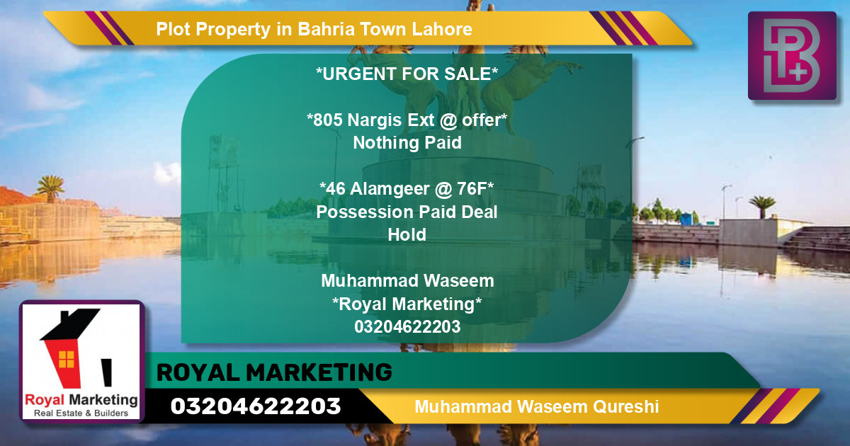 Residential Plot for Sale in Bahria Town, Lahore - (BP-68774)