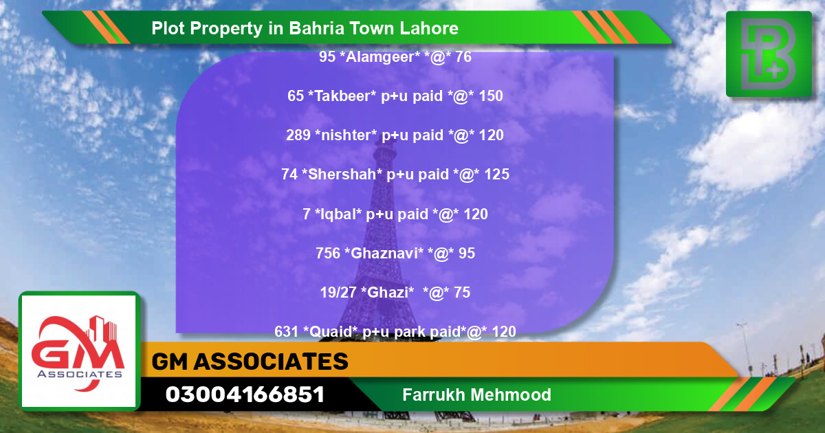 Residential Plot for Sale in Bahria Town, Lahore - (BP-68786)