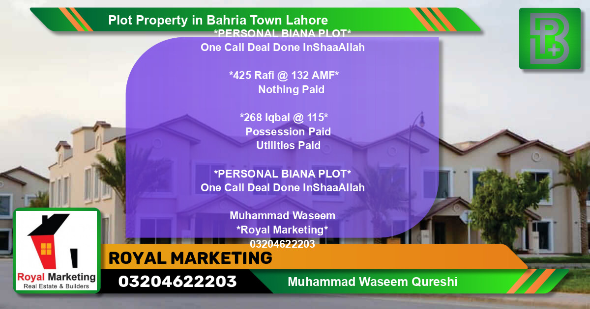 Residential Plot for Sale in Bahria Town, Lahore - (BP-68797)