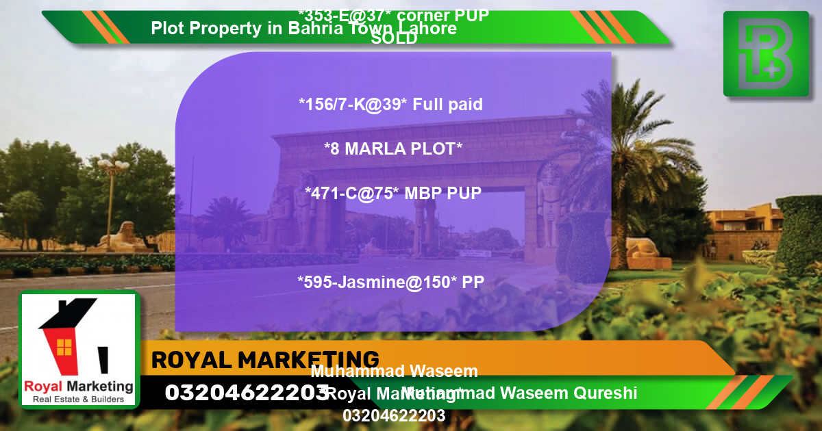 Residential Plot for Sale in Bahria Town, Lahore - (BP-68809)