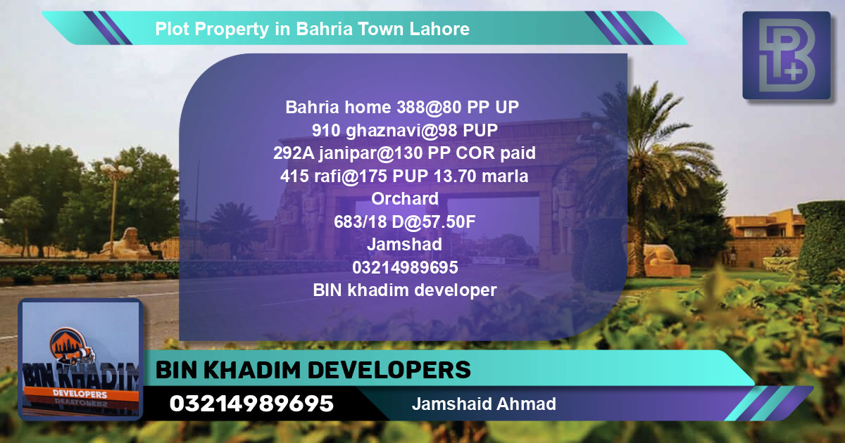 Residential Plot for Sale in Bahria Town, Lahore - (BP-68828)