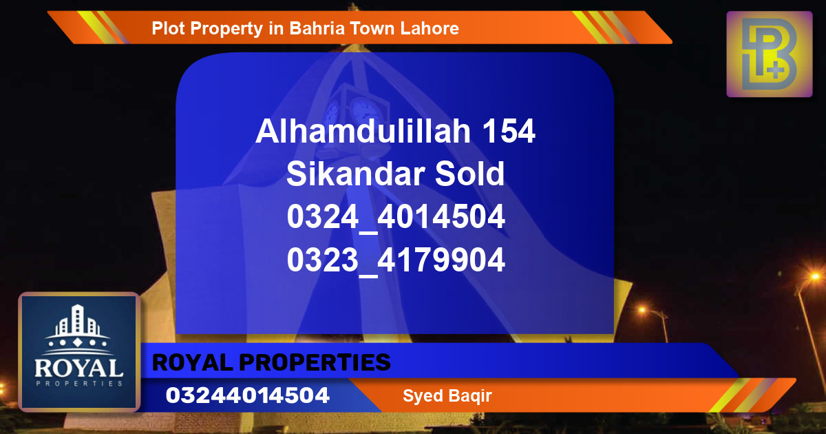 Residential Plot for Sale in Bahria Town, Lahore - (BP-68837)