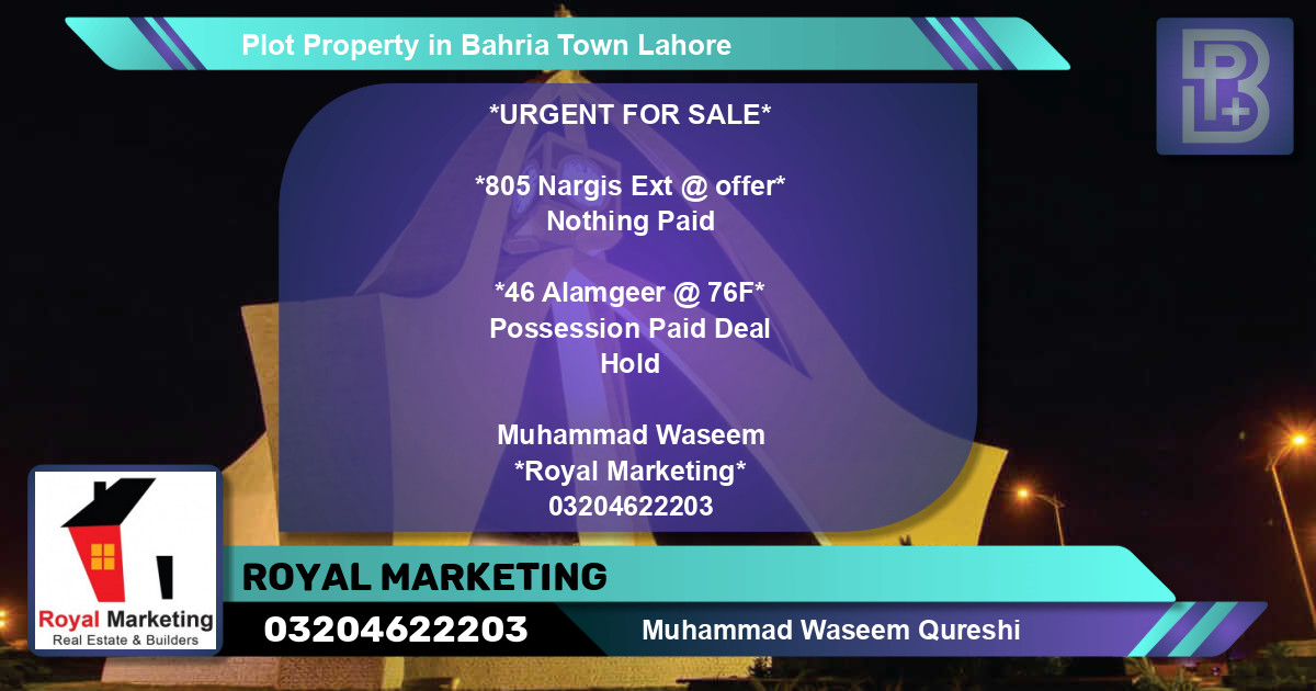 Residential Plot for Sale in Bahria Town, Lahore - (BP-68869)