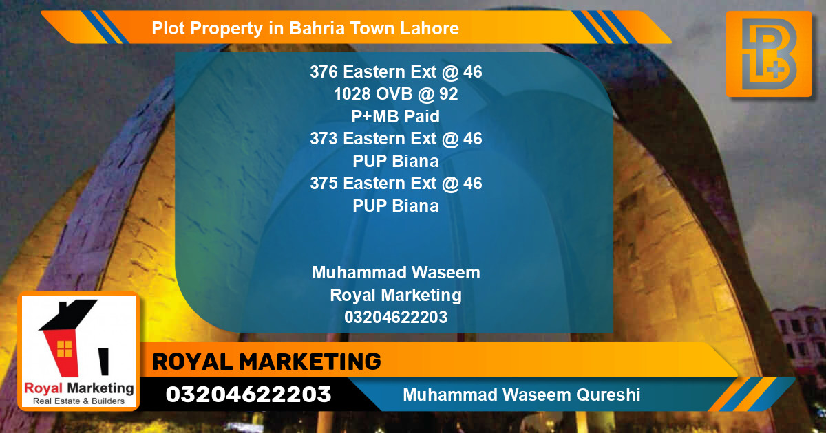 Residential Plot for Sale in Bahria Town, Lahore - (BP-68898)