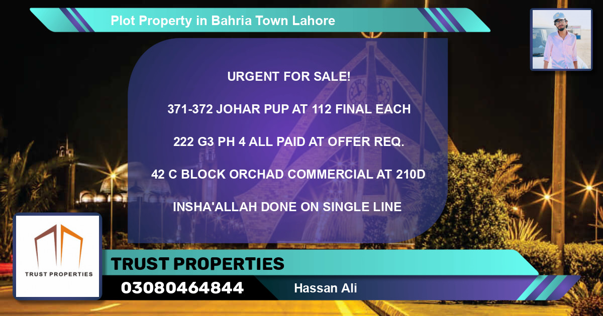 Commercial Plot for Sale in Bahria Town, Lahore - (BP-68905)