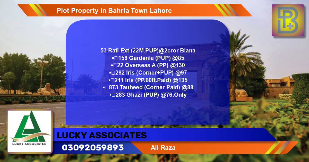 Residential Plot for Sale in Bahria Town, Lahore - (BP-68907)