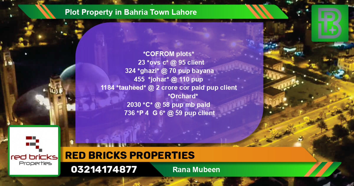 Residential Plot for Sale in Bahria Town, Lahore - (BP-68918)