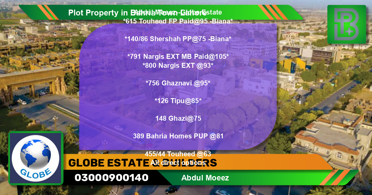 Residential Plot for Sale in Bahria Town, Lahore - (BP-68921)