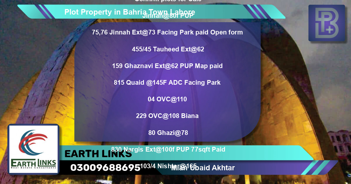 Residential Plot for Sale in Bahria Town, Lahore - (BP-68933)