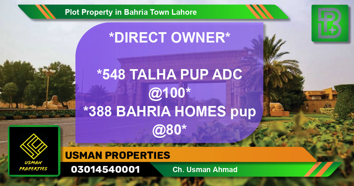 Residential Plot for Sale in Bahria Town, Lahore - (BP-68938)