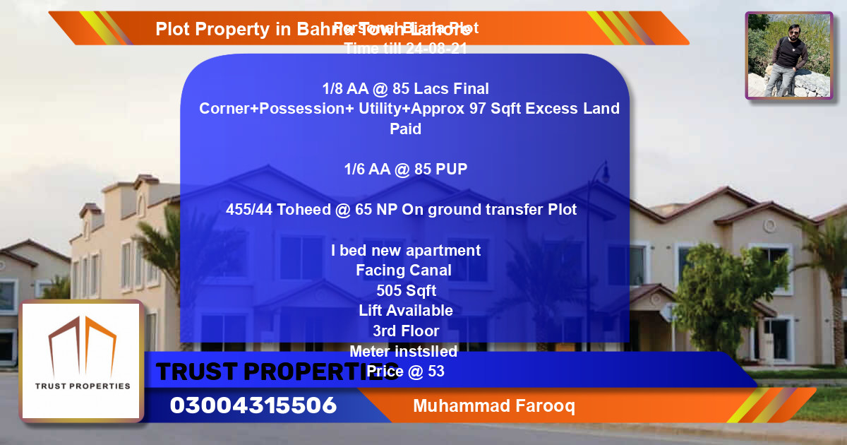 Residential Plot for Sale in Bahria Town, Lahore - (BP-68939)