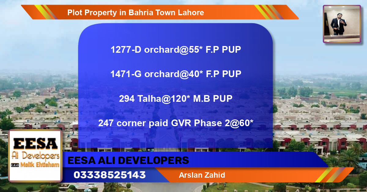 Residential Plot for Sale in Bahria Town, Lahore - (BP-68944)