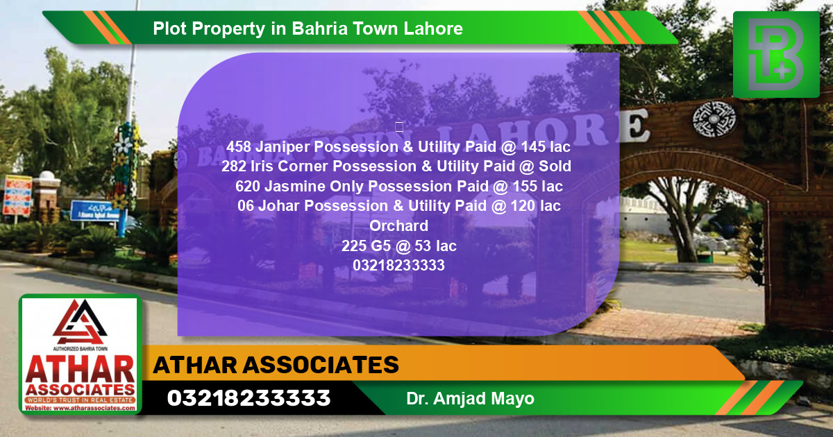 Residential Plot for Sale in Bahria Town, Lahore - (BP-68951)