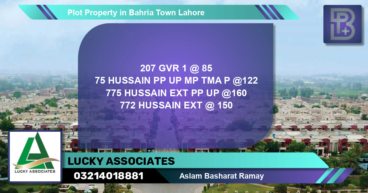 Residential Plot for Sale in Bahria Town, Lahore - (BP-68958)