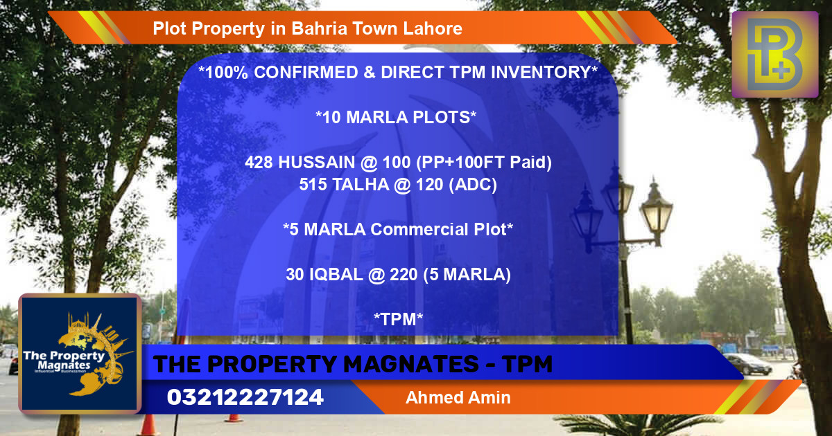Commercial Plot for Sale in Bahria Town, Lahore - (BP-68967)