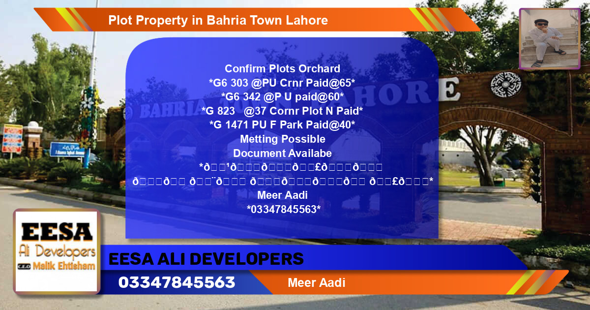 Residential Plot for Sale in Bahria Town, Lahore - (BP-68976)