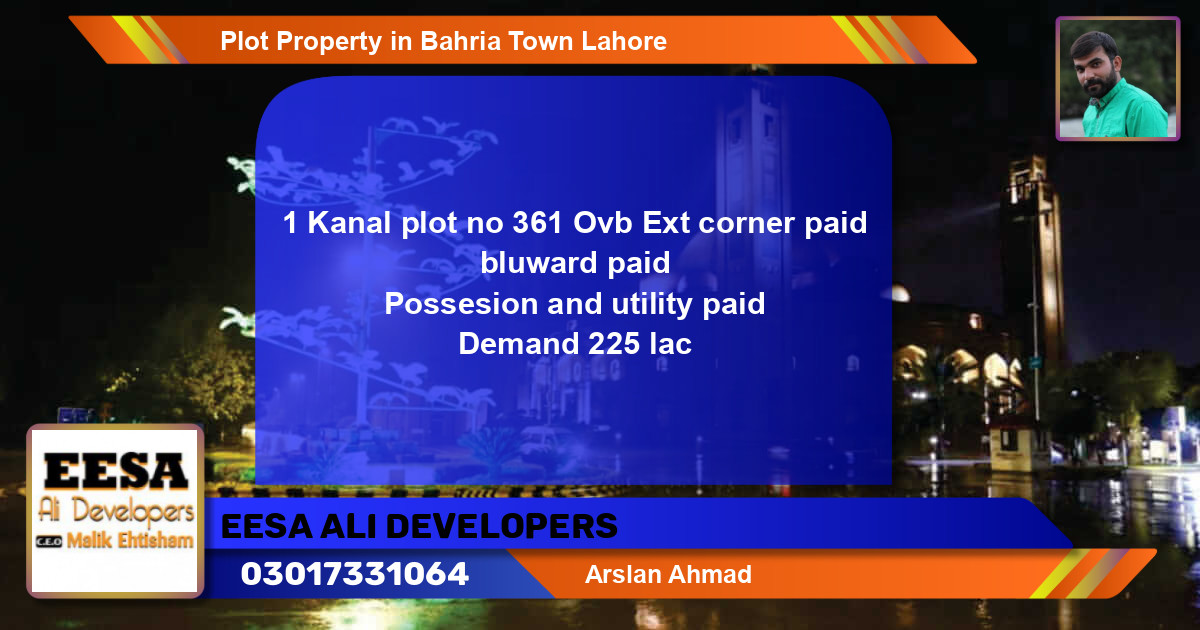 Residential Plot for Sale in Bahria Town, Lahore - (BP-68983)
