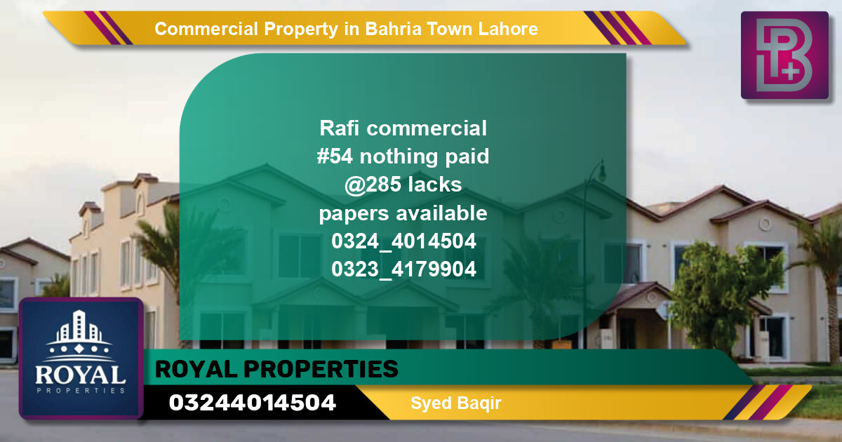 Commercial Property for Sale in Bahria Town, Lahore - (BP-69020)