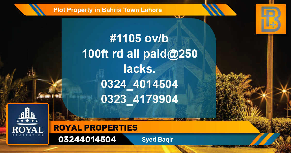 Residential Plot for Sale in Bahria Town, Lahore - (BP-69030)