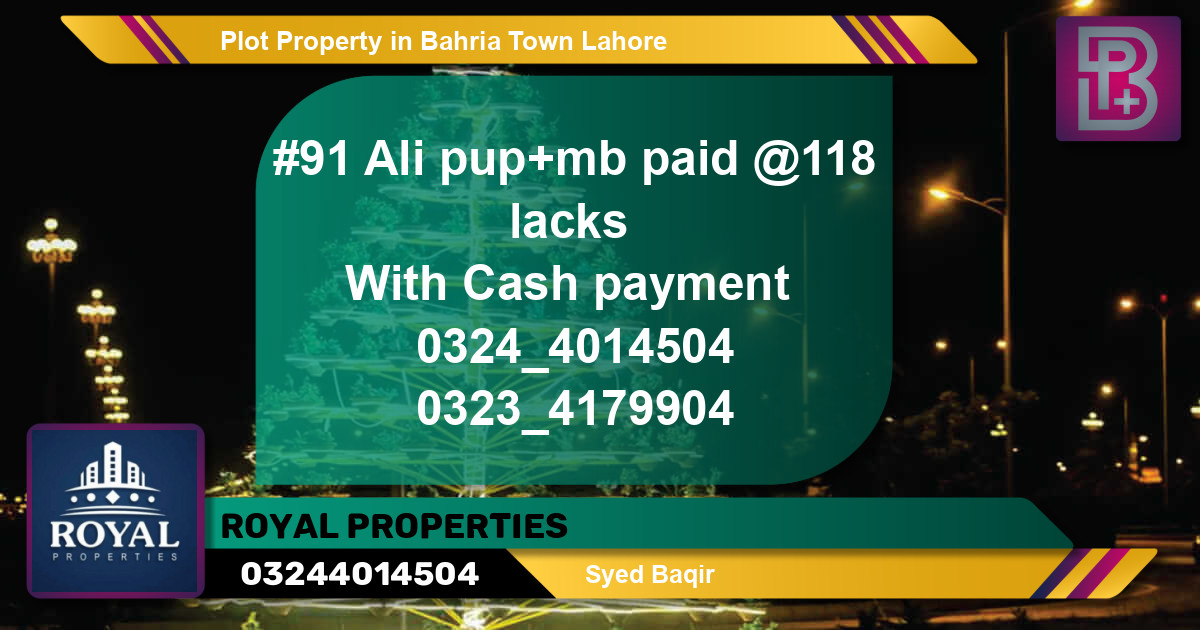 Residential Plot for Sale in Bahria Town, Lahore - (BP-69032)
