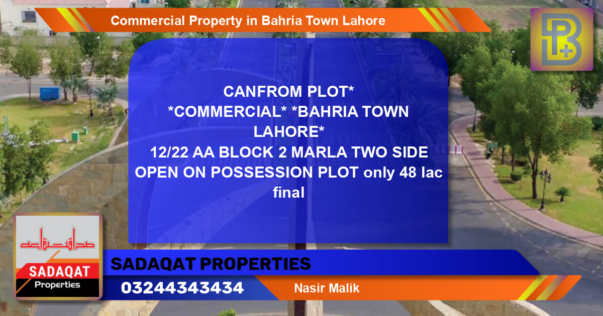 Commercial Property for Sale in Bahria Town, Lahore - (BP-69036)