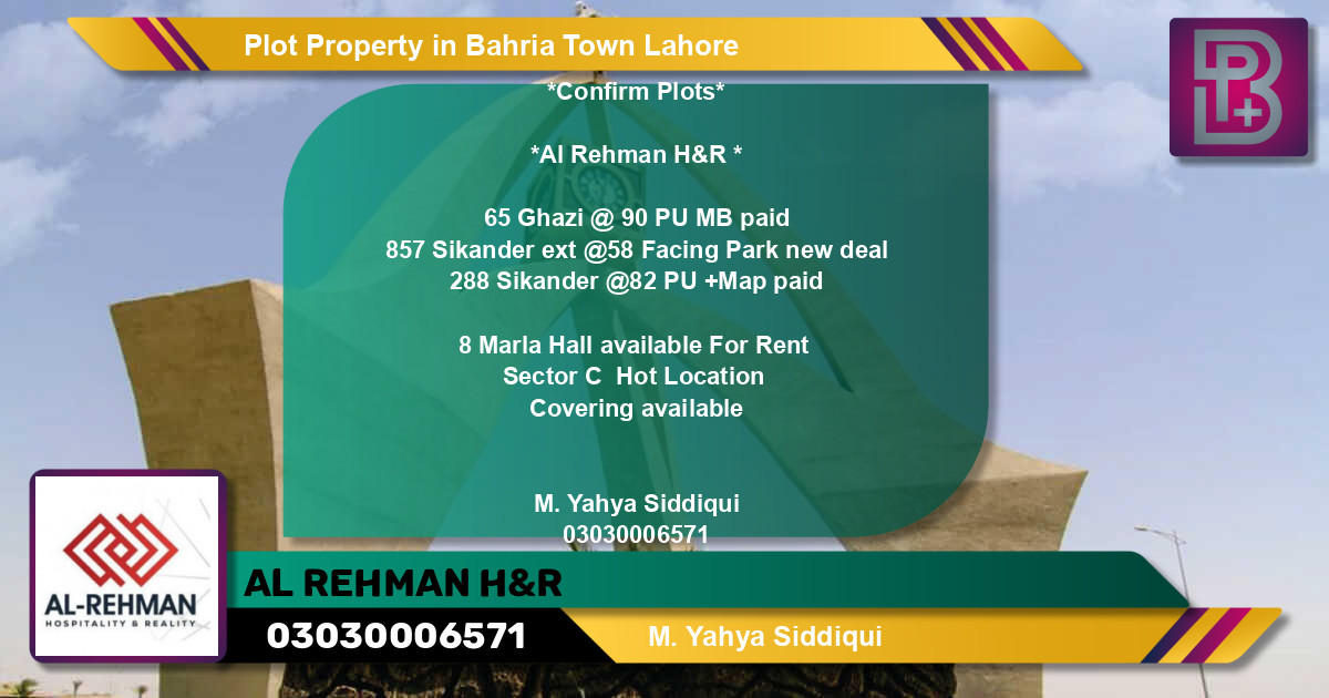 Residential Plot for Sale in Bahria Town, Lahore - (BP-69047)