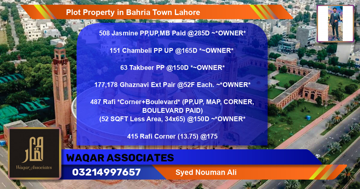 Residential Plot for Sale in Bahria Town, Lahore - (BP-69051)