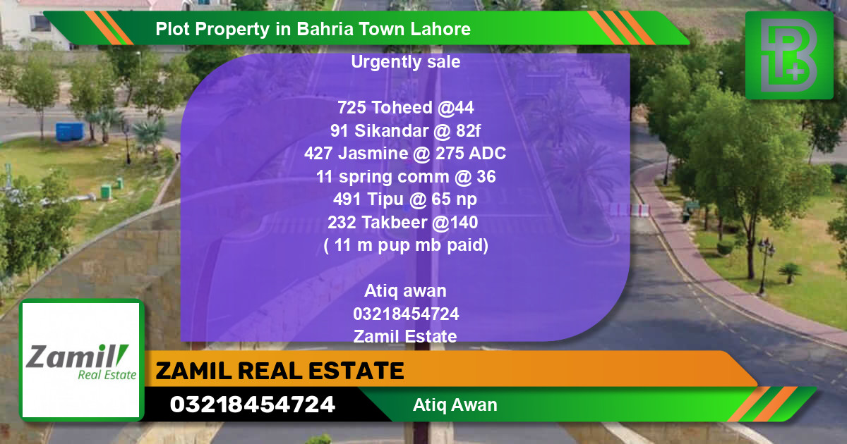 Residential Plot for Sale in Bahria Town, Lahore - (BP-69054)