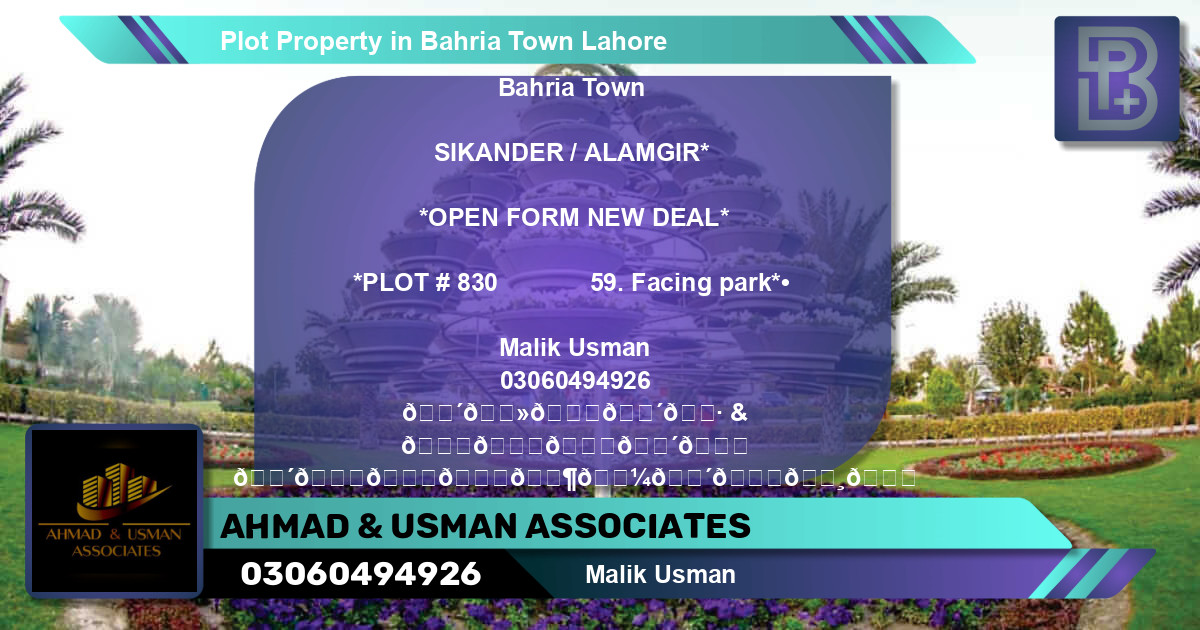 Residential Plot for Sale in Bahria Town, Lahore - (BP-69058)