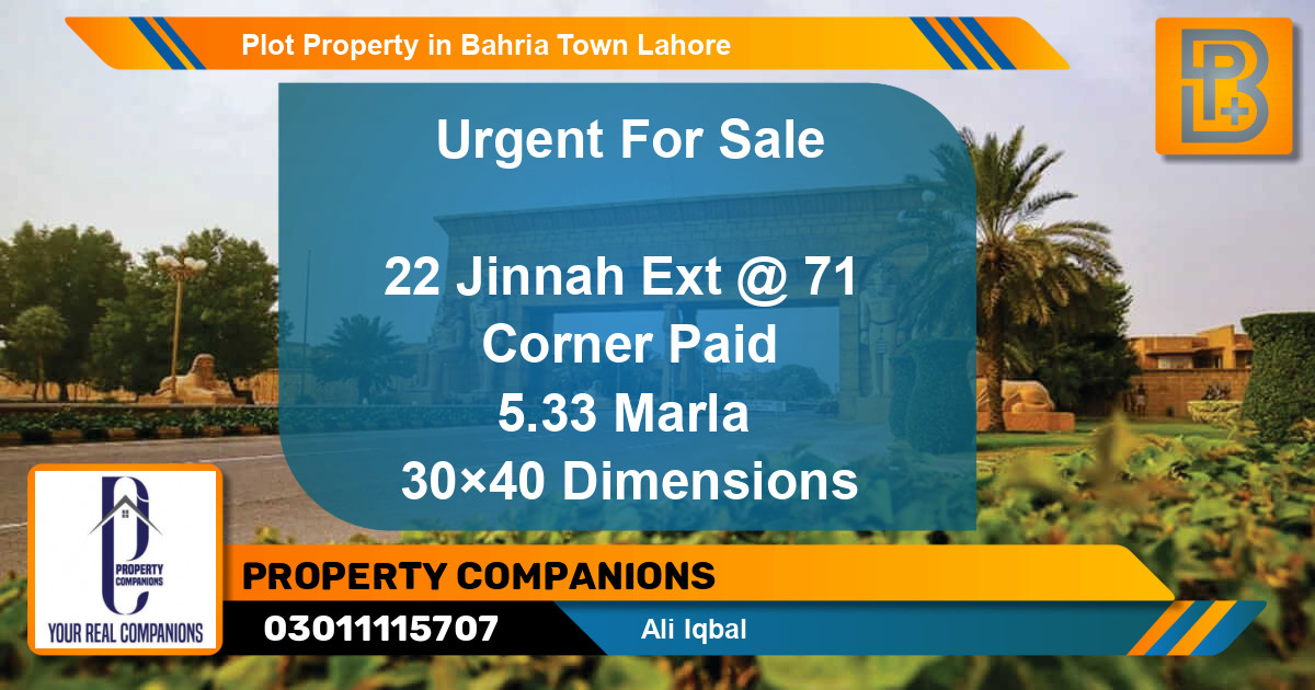 Residential Plot for Sale in Bahria Town, Lahore - (BP-69061)