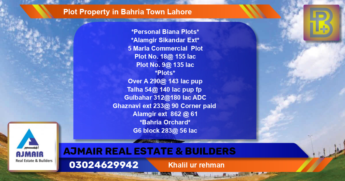 Commercial Plot for Sale in Bahria Town, Lahore - (BP-69085)