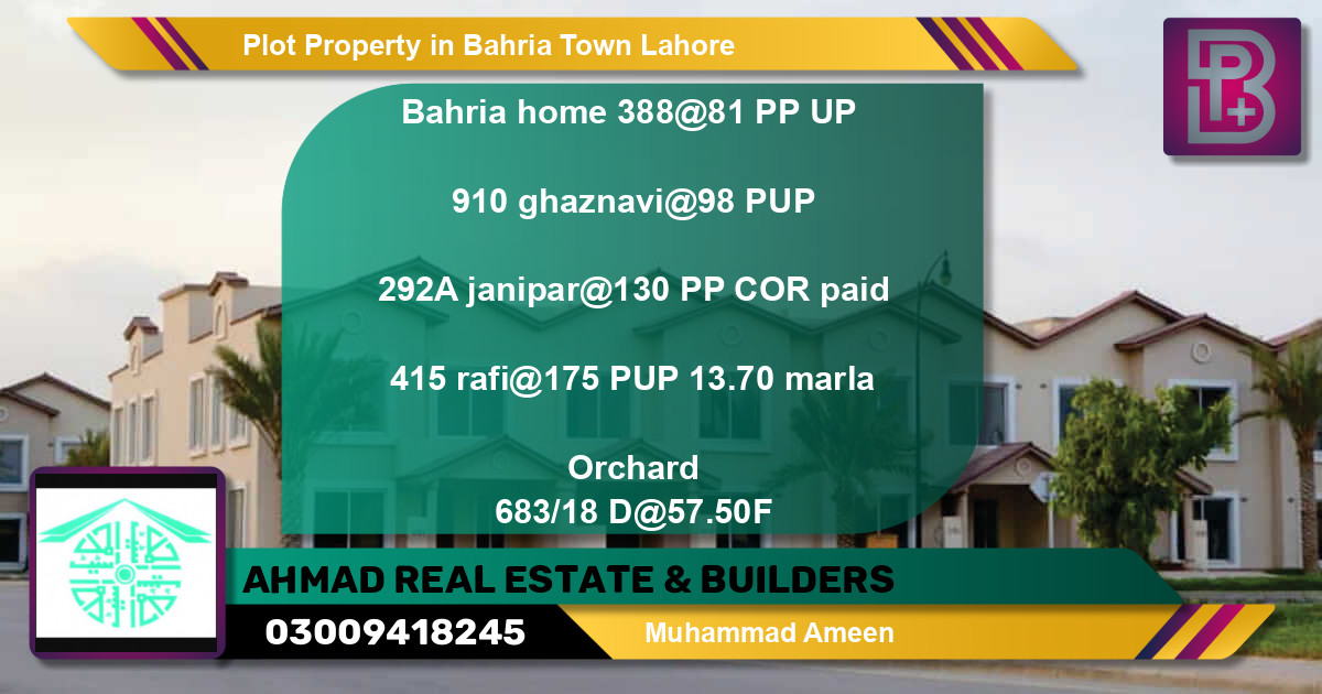 Residential Plot for Sale in Bahria Town, Lahore - (BP-69094)