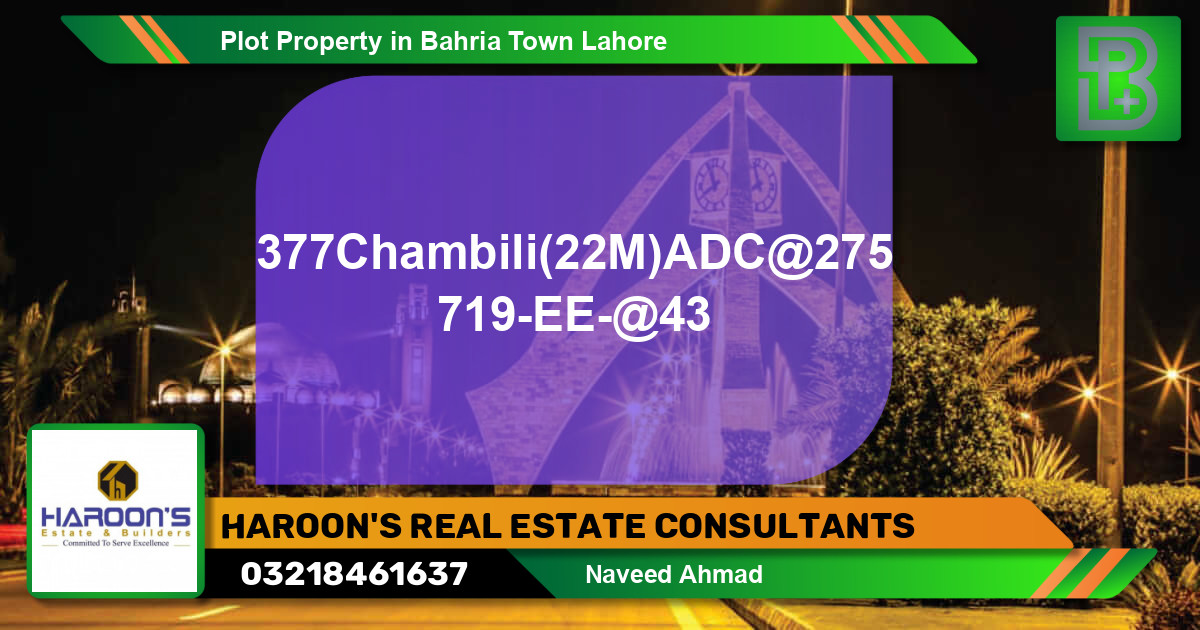 Residential Plot for Sale in Bahria Town, Lahore - (BP-69097)