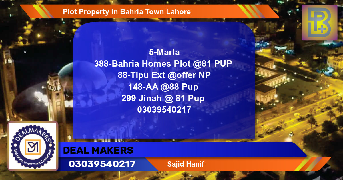 Residential Plot for Sale in Bahria Town, Lahore - (BP-69099)