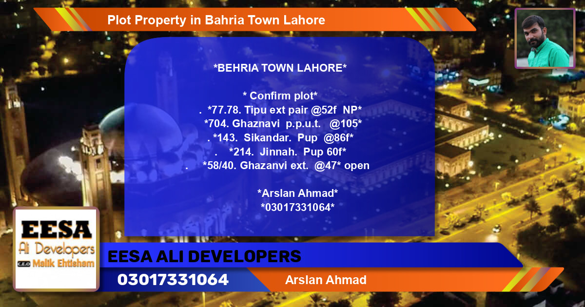 Residential Plot for Sale in Bahria Town, Lahore - (BP-69104)