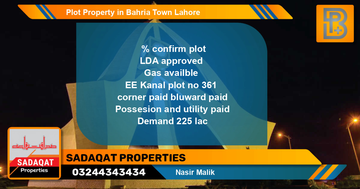 Residential Plot for Sale in Bahria Town, Lahore - (BP-69107)