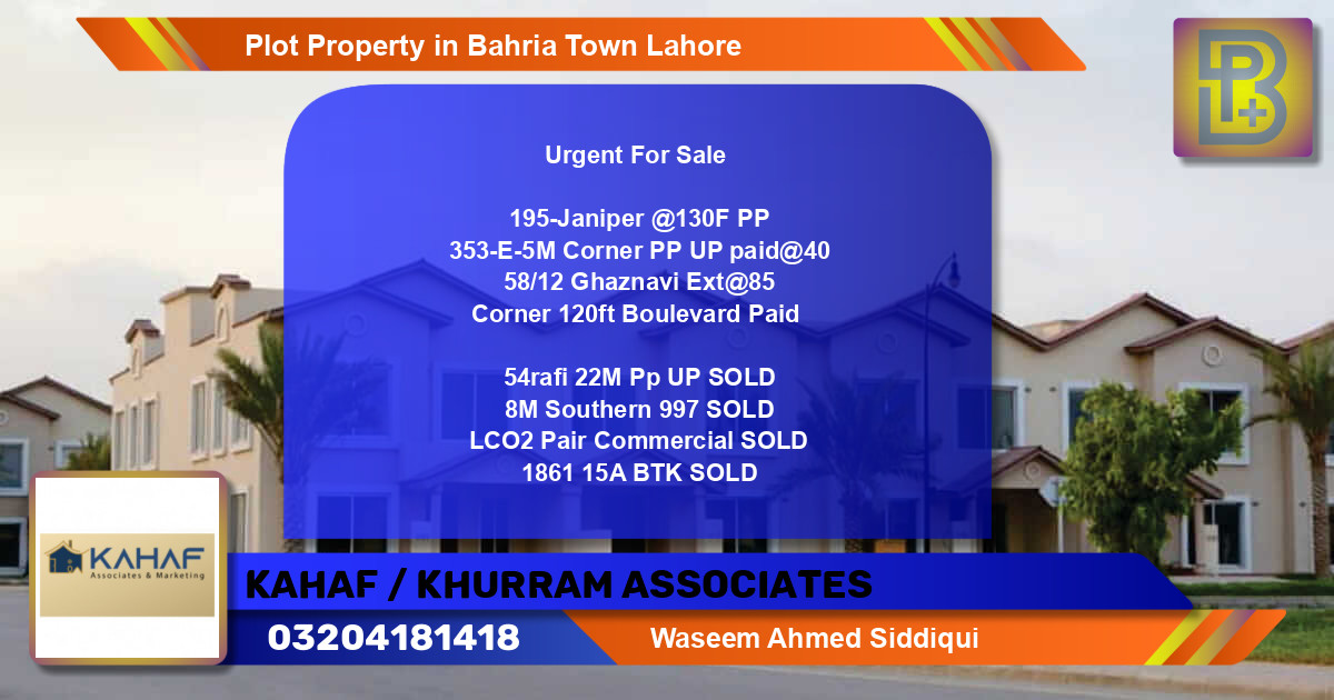 Commercial Plot for Sale in Bahria Town, Lahore - (BP-69109)