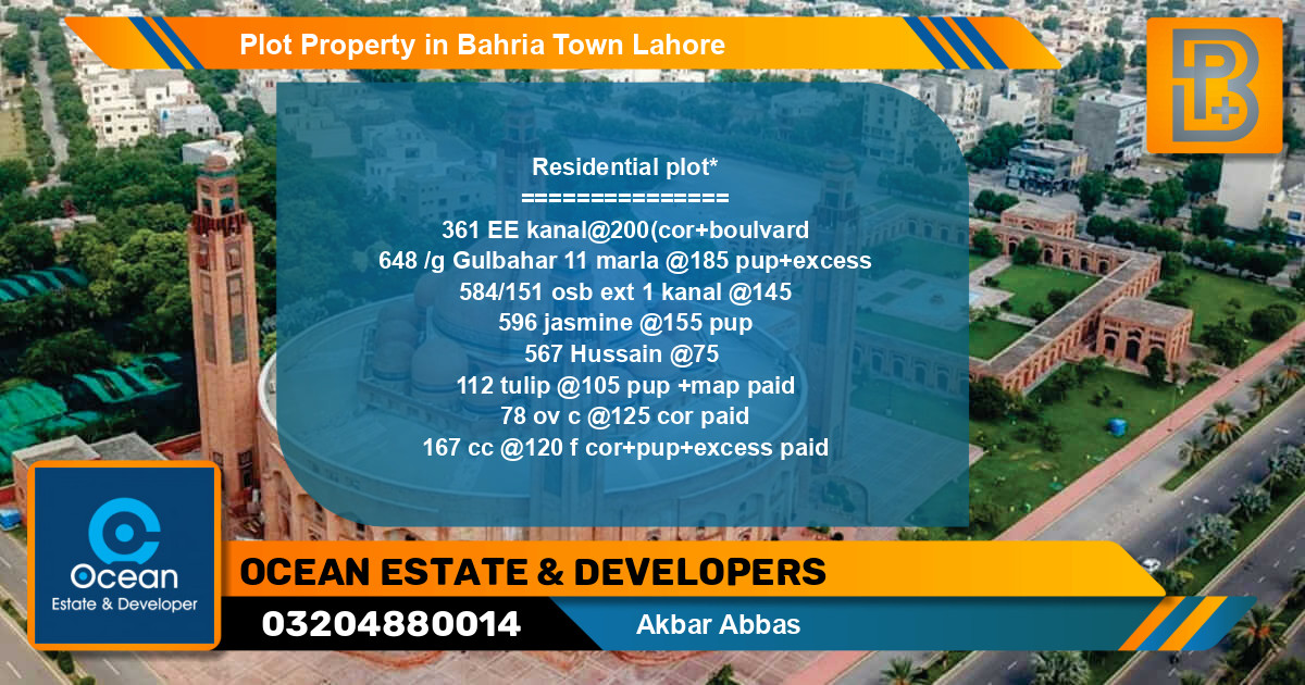 Residential Plot for Sale in Bahria Town, Lahore - (BP-69144)