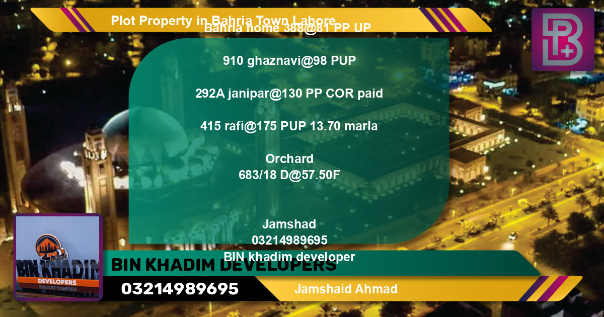 Residential Plot for Sale in Bahria Town, Lahore - (BP-69151)