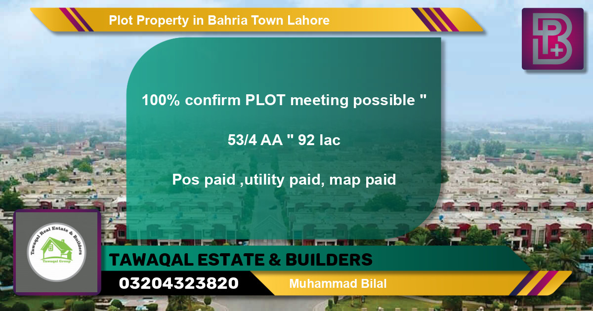 Residential Plot for Sale in Bahria Town, Lahore - (BP-69156)