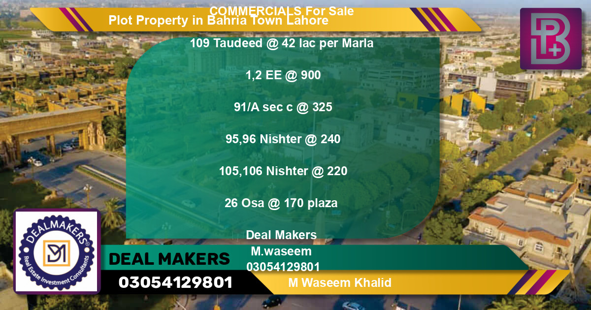 Commercial Plot for Sale in Bahria Town, Lahore - (BP-69158)