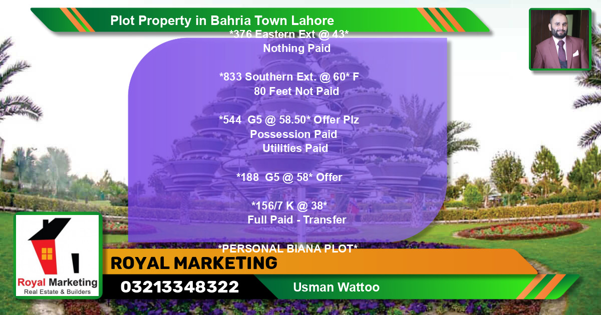 Residential Plot for Sale in Bahria Town, Lahore - (BP-69186)