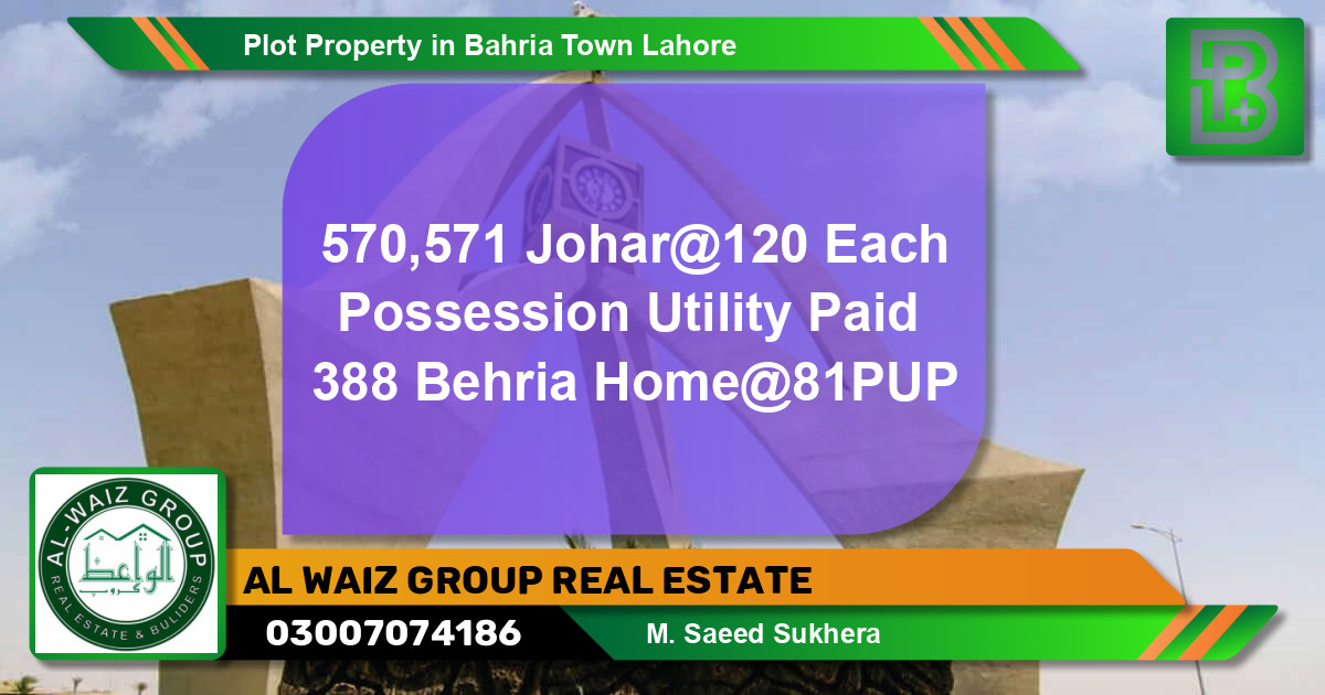 Residential Plot for Sale in Bahria Town, Lahore - (BP-69187)