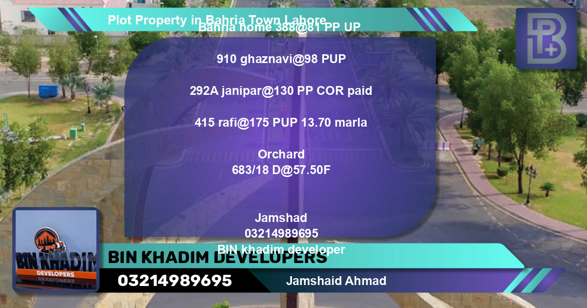 Residential Plot for Sale in Bahria Town, Lahore - (BP-69189)
